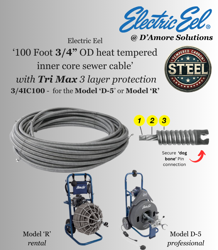 Electric Eel Inner Core Sewer Cable '3/4IC100' 3/4 inch x 100 foot