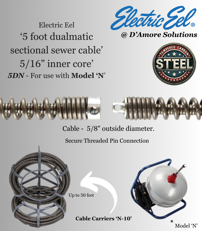 5DN - 'Electric Eel ‘5 foot dualmatic sectional sewer cable’ for Model 'N'