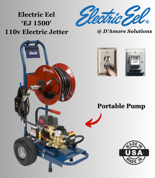 Electric Eel 'EJ1500' 110V/15Amp Indoor 'Save the Breaker' Electric Jetter - 1500psi @1.8GPM