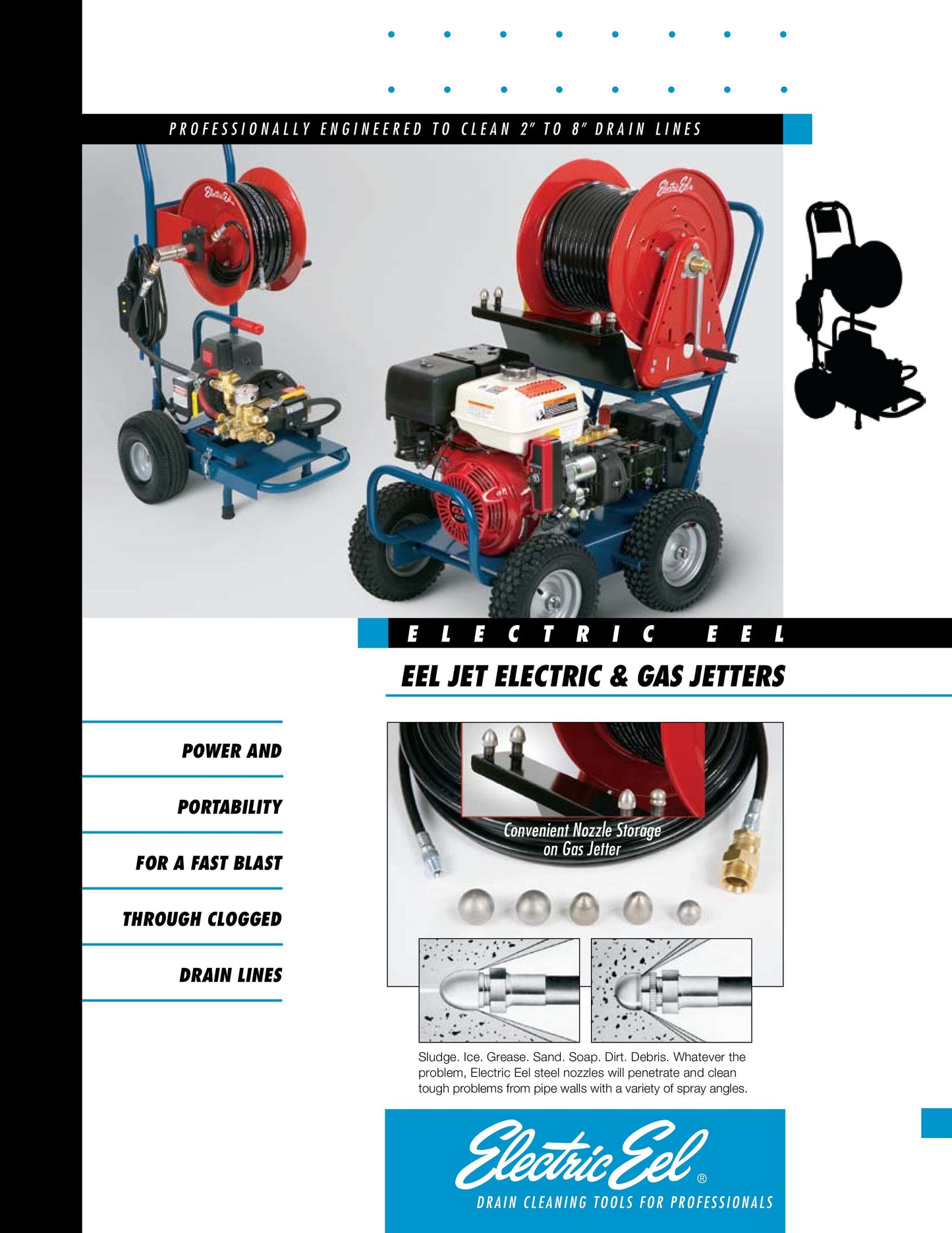 Electric Eel 'EJ3000'  200ft - 3000psi / 4.7gpm Gas Jetter with 13HP Honda Engine.